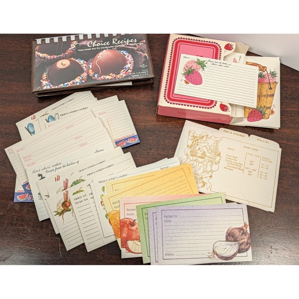 Vintage Recipe Card Ephemera Lot Unused Blank Kitchen Cooking Cards Assorted